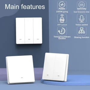 Tuya 2/3 Way ZigBee or Wifi Smart Wall Light Switch with Neutral Wire or No Neutral Wire Wiring No Capacitor Needed