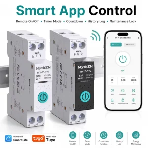 Tuya Compatible WiFi Smart DIN Rail Circuit Breaker 63A APP Energy Monitor Overload Protection