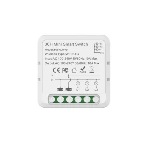 Tuya Smart Life App Control Mini Smart Breaker 3 Gang 10A WiFi Wireless Remote Control Smart Switch