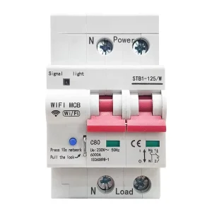 Tuya Smart Life Smart Wifi Single Phase Remote Control Din Rail Modular Miniature 2P Circuit Breaker Copper Plastic Mini White