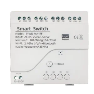 Tuya Smart Wifi Remote Control Wireless Switch Module 4CH AC 220V 85-250V Inching Self-Locking 433Mhz RF Receiver 10A Wifi Relay