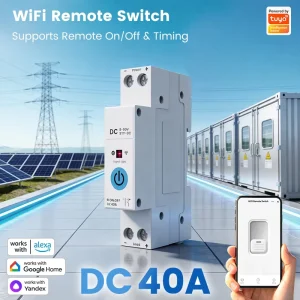 Tuya WiFi DC Smart Circuit Breaker 40A 8-90VDC APP Remote Control for Solar PV/RV/UPS 4 Timer Modes Power Failure Memory