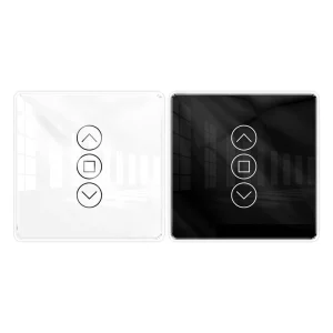Tuya WiFi RF433 Smart 2.5D Arc Glass Touch Panel Curtain Switch for Roller Blinds Shutters with Backlight Switch