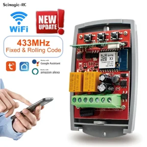 Tuya WiFi Smart Remote Control Switch AC 85-250V Garage Door Gate Receiver 2CH Relay Module 433mhz RF Wireless