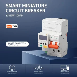 Tuya YSM9WSeries 6KA 100A Din Rail Wifi Smart MCB 50Hz 2P 230V Copper Miniature Circuit Breaker