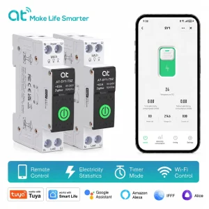 Tuya Zigbee Smart Circuit Breaker AT-SY1-TSZ Mcb 1P 1-63A Adjustable Copper 6KA DIN Rail Wireless Remote Control Switch