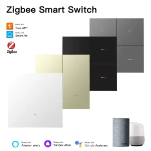 Tuya Zigbee Smart Scene Switch Wireless Remote Control 4 Grid Button Works Alexa Google Voice for Home 10A AC220V Indoor