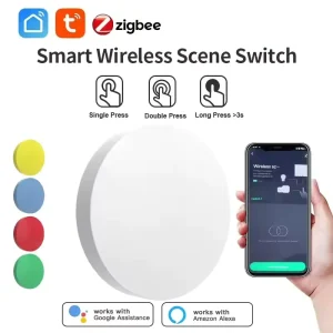 Tuya Zigbee Smart Wireless Scene Button Switch Remoter Multi-scene Linkage Support Alexa Google Home Voice Control