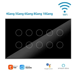 Tuya Zigbee Touch Switch US UK 4/5/6/8/10gang Smart Wall Light Switches Voice Remote Control by Alexa Google Home