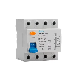 Type B Earth Leakage Circuit Breakers RCCB RCD Din Rail 415V 4P 40A 16A 25A 32A 63A 30mA 10KA With TUV CB Certification