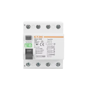 Type B Electric Rcd Din Rail EKL6 100B 4P 63A 30mA 10KA