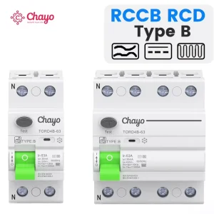 Type B Residual Current Circuit Breaker (RCCB) TORD4B 63 2P 4P 63A for Photovoltaic Charging Stations DC EV Applications
