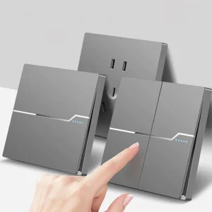 UK EU in Stock Standard Electrical 16A 220V 1/2/3/4/5/6 Gang Switches and Socket PC Panel Wall Light Push Button Switch