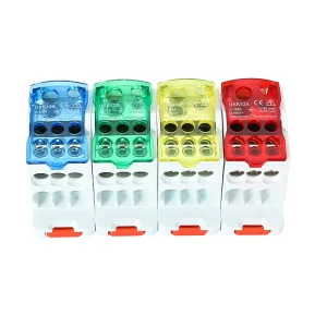 UKK80A Earth Terminal Block Guide Rail Terminal Box with Wire Splitter and Neutral Strip One in and Six Out Connections