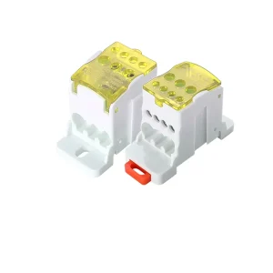 UKK80A Guide Rail Type Wire Splitter Zero Terminal Block One Six Custom Length Nickel Plated Plastic Junction Box 2P Brass