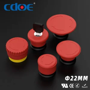 UL Certified 22mm Emergency Stop Switch 10A IP65 Waterproof Latching E Stop Push Button for EV Charging Pile Button Control Box