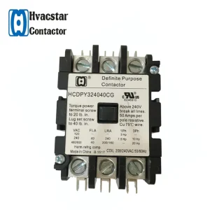 UL Certified 3 Pole Electronic HVAC Definite Purpose Contactor 40Amp 24-277V For Air Conditioner