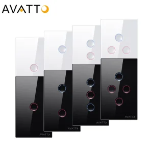 US 1 2 3 4 Gang Tuya Smart Home APP Remote Control Voice Light Tempered Glass Touch Wireless Wifi Smart Home Switch