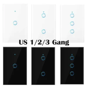 US Australian Standard Smart WiFi Switch Steel Cargo Glass AC 90-240V Tuya Alexa WiFi Smart Touch Remote Control