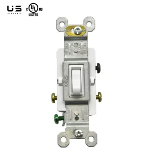 US Market 15A 120V White Single Pole 3-Way Toggle Rocker Switch Panel Push-In Side Wired Wall Light Switch UL Grounding