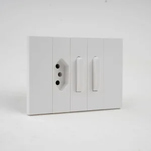 US Standard Double Pole Electrical Switch Matte Finish Two Tone Panel Universal Socket IP23 Rated KLASS 118 Commercial Project