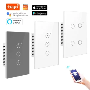 US Standard Smart WiFi Double Pole 10A 240V EU Glass Panel 1 2 3 4 Gang Wall Light Alexa Remote Control Smart Touch Switch