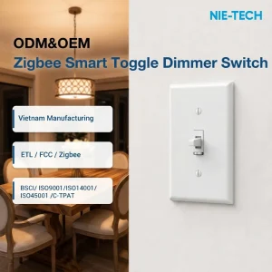 US Standard Zigbee Wireless Wall Dimmer Switch Toggle Style with ETL FCC Certified for Alexa Google Home Hub Automation 600W