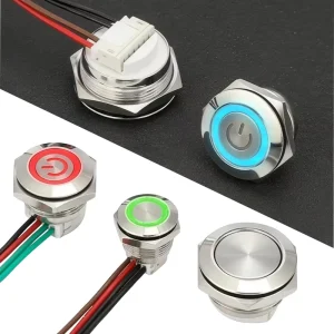 Ultra Short Metal Push Button 12 16 19 22 25 30mm Switch Momentary Ring Customize Light Bi colors Tri colors Panel Mount
