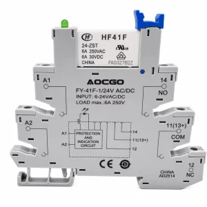 Ultra Slim 6A 24V Interface Relay Module SPDT 1NO+1NC Power Relay with LED & Protection Circuit for Industrial Automation