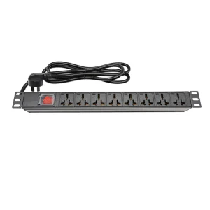 Universal 8 Ports 16A PDU 1U Rack Mount Power Distribution Unit 19 Inch Aluminium Alloy 240V Server Rack