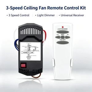 Universal Replacement Ceiling Fan Remote Control Wireless 3-Speed Fan Switch with 5 Buttons LED Indicator Light 30m Range