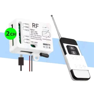 Universal Wireless Remote Control Switch 433MHz 2 CH Type-C 5V DC 12V 24V 36V 48V Relay Module for LED Fan Motor Garage Door