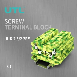 Utl Contact UUK Series 2.5mm 2in 2out Steel Din Rail Earth Terminal Block for Automotive Wire Connect Screw Type
