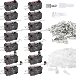 V-15 Series 250VAC 15A SPDT 3-Pin Snap Micro Limit Switch with Spring Terminal for Electronic Devices 14 Pieces