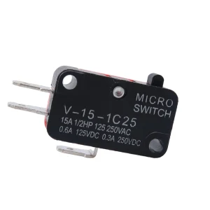 V-155-1C25 High Current 15A SPDT Plastic Micro Switch with Lever Travel Limit 220V 40~85C 10000 Times