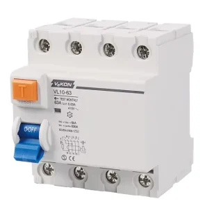 VL10 63 4P 63A 415V AC 50Hz RCCB Residual Current Circuit Breaker with 6kA Breaking Capacity for Industrial Use