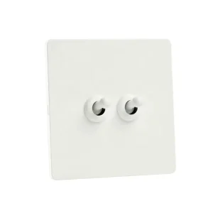 Vintage Wall Toggle Light Switch 1 2 3 4 Gang 2 Way White Metal Lever Stainless Steel Switch Panel Electrical Plug Outlet Socket