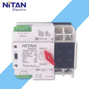 W2R 2P 100A 63A Automatic Transfer Switch Millisecond Switching Dual Power ATS for Home Solar System Generator Backup