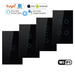 WIFI BLU Tuya Smart Touch Light Switch Wall Switches AU US 1-4 Gang Waterproof IP53 Voice Control Alexa Home Smart Home System