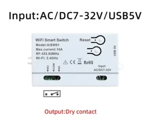 WIFI Single Channel Dry Contact USB 5V/7-32V 10A 7-10m Range MJ-DC01 Remote Intelligent Switch