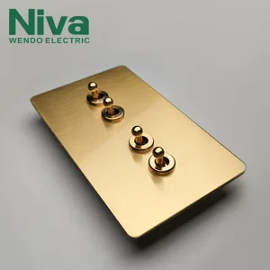 Wall Light Toggle Switches UK Standard Stainless Steel Panel Electrical 4 Gang Switch Home Hotel Villa