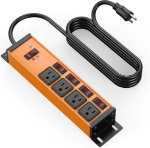 Wall Mount Magnetic Heavy Duty PDU Surge Protector Power Strip with Switches 12 Gauge Extension Cord Multiple Outlets Industrial