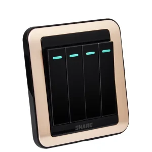 Wall Switches Sockets Black Color Push Button 4 Gang 2 Way Switch 250V 16A 86*86 UK Standard PC Material
