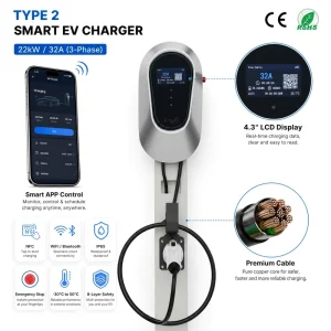 Wall mounted Charging Stations Electric Car Charger Wallbox 22 kW EV Charger Wall Charger for EV Charging Station Car Charger