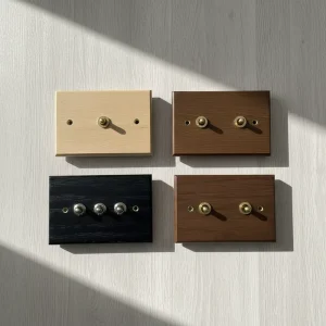 Walnut Wood 118 US Standard Wall Light Electric Double 3 Pole Socket Toggle Switch and Socket