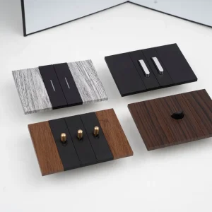 Warm Wood Texture 118 Type Wall Switch Anti fingerprint Coating Healthcare Facility Modern Design Outlet
