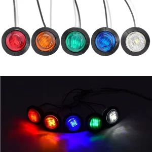 Waterproof 12V 24V LED 3/4″ Round Trailer Side Marker Indicators Light for Truck Tail Clearance Lights Truck Turn Signal Lamp