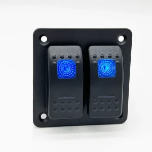 Waterproof 2 Way Aluminum Marine Rocker Switch Panel Toggle Rocker Switch Panel for Boat Marine Car
