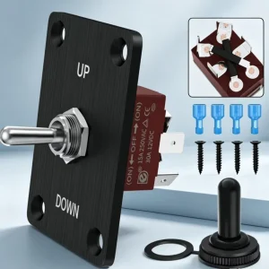 Waterproof 3 Position (ON)-OFF-(ON) Momentary 4Pin Wired Toggle Switch 12V 30A Reverse Polarity Toggle Switch With up Down Panel