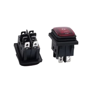 Waterproof IP65 Square Rocker Switch 6Pin DPDT 3 Position ON OFF ON Red LED IP65 Sealed Illuminated Boat Toggle Switch